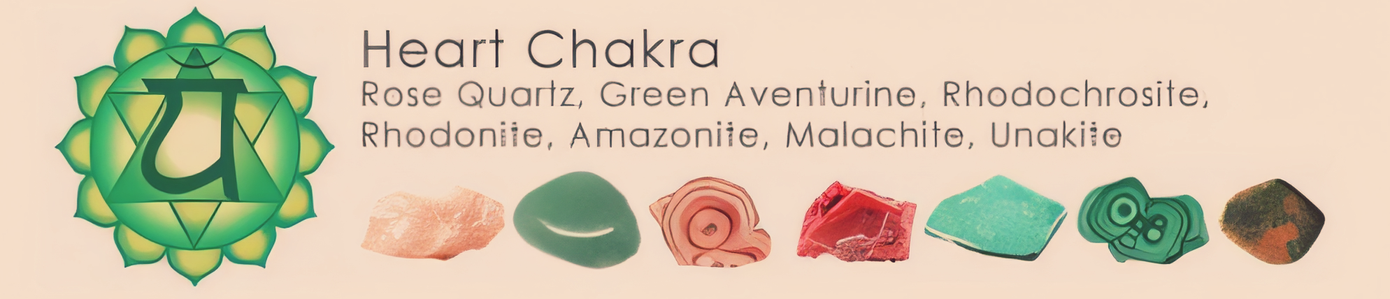 Heart Chakra Symbol and Gemstones that are healing/ strengthening it with Pictures.
