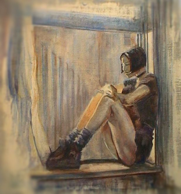 Painting - Girl on the Window & Spiritual Affirmation: 